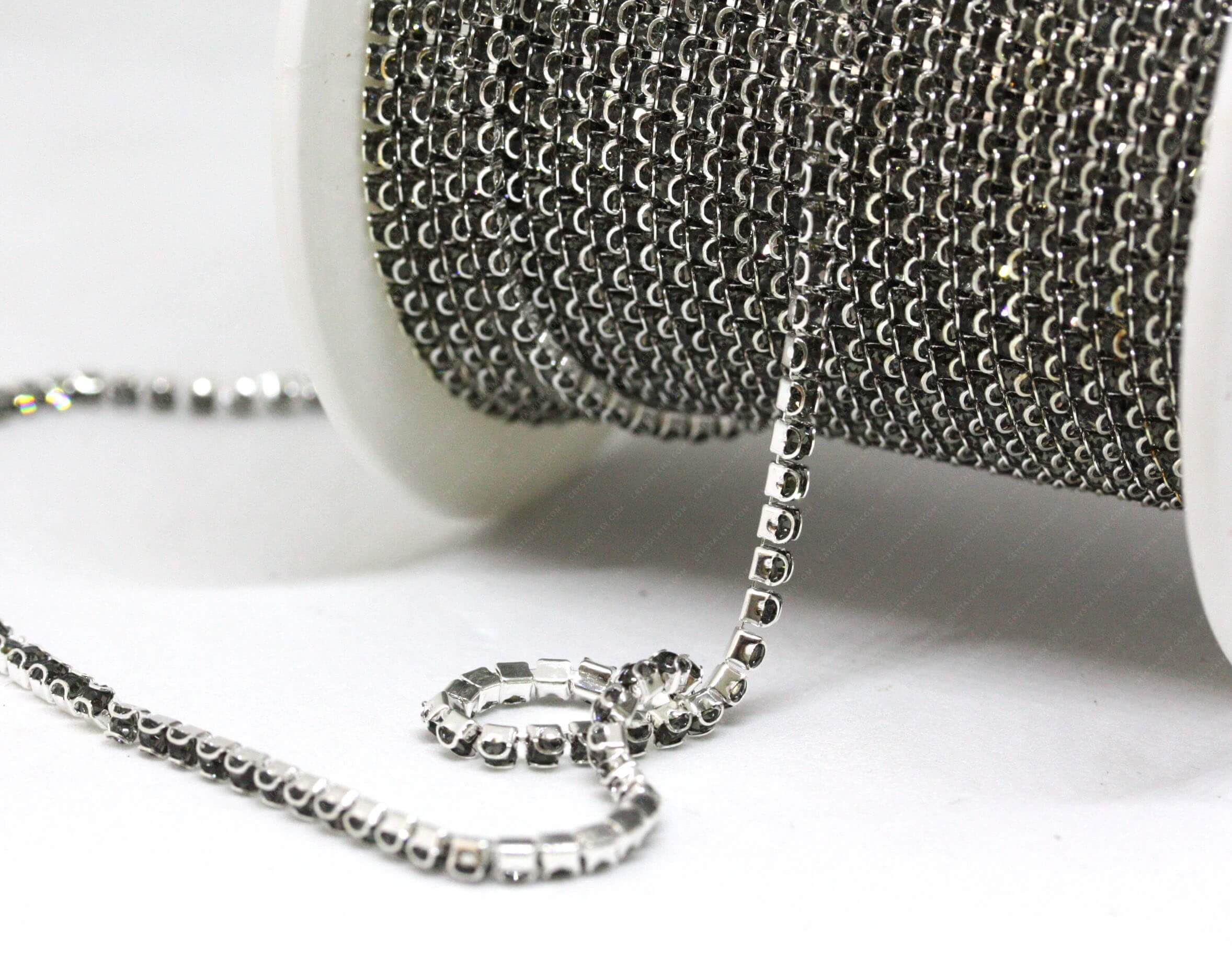 Ланцюжок стразовий Silver + Black Diamond
